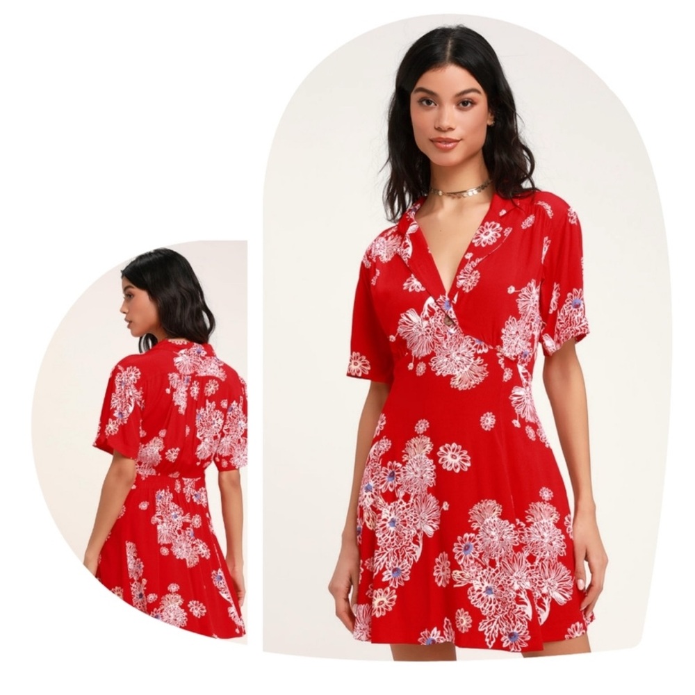 Free People Blue Hawaii Red Floral Print Mini Dress NEW WITH TAGS! 

Size small